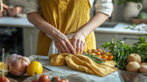 Cloth Napkins & Towels: Reusable cotton napkins and towels designed to cut paper towel waste, bringing an elegant and sustainable touch to your table. 