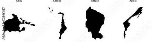 Albay, Antique, Apayao, Aurora outline maps