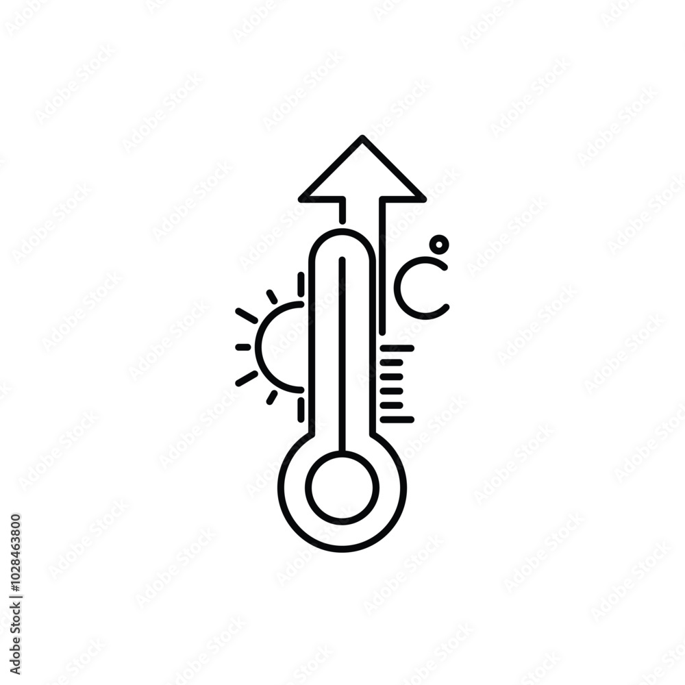 High Temperature Scale Line Icon. Flu, Cold, Virus and Fever Symptoms. Thermometer with Arrow Up Pictogram. Increased Temperature of Human Body Linear Icon. Editable stroke. Vector illustration. High Temperature Scale Line Icon. Flu, Cold, Virus and Fever Symptoms. Thermometer with Arrow Up Pictogram. Increased Temperature of Human Body Linear Icon. Editable stroke. Vector illustration.