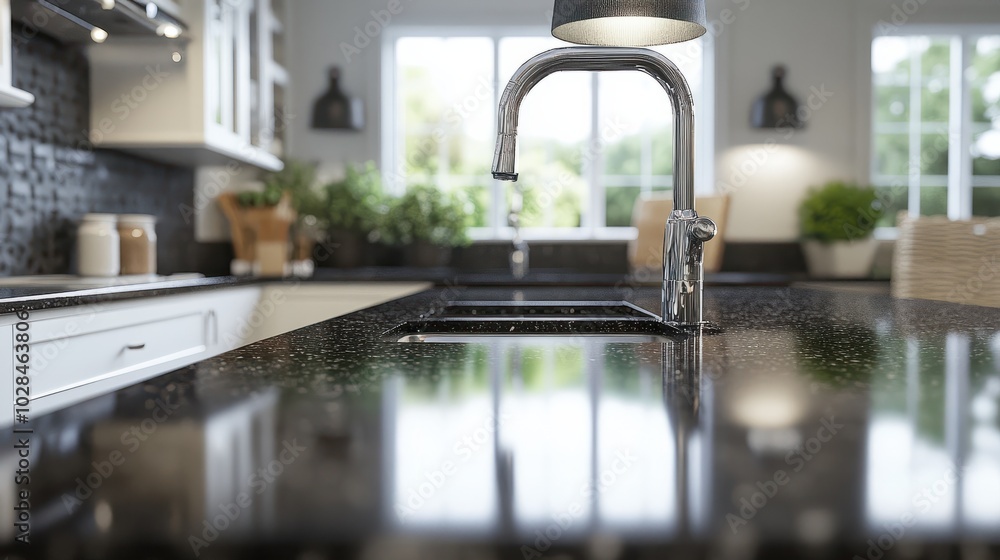 Modern kitchen countertops with stylish decor. Modern kitchen countertops with stylish decor.