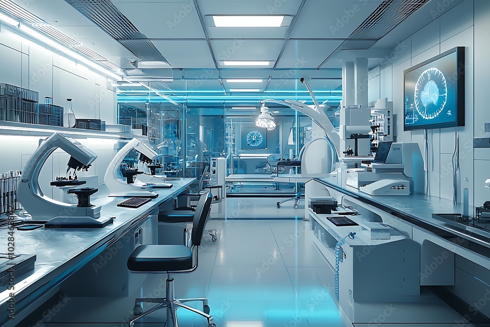 Technologically advanced biological lab with contemporary furniture design. Technologically advanced biological lab with contemporary furniture design.