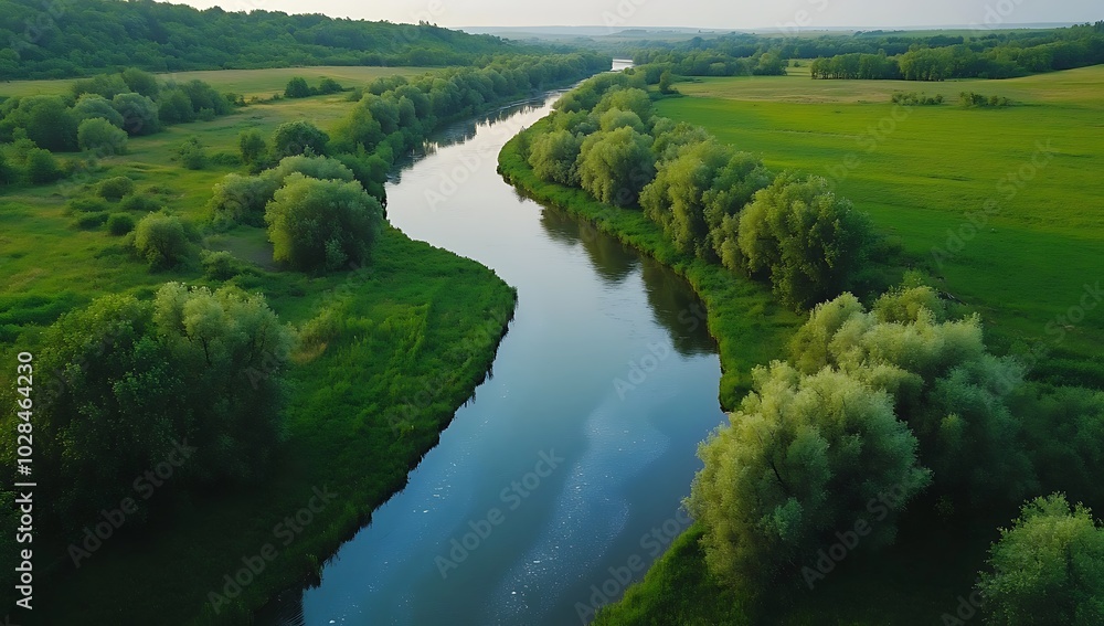 Aerial view of the river in Switzerland Aerial view of the river in Switzerland