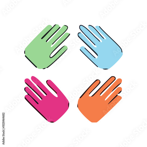 Colorful hand icon set isolated on white background. Vector illustration.