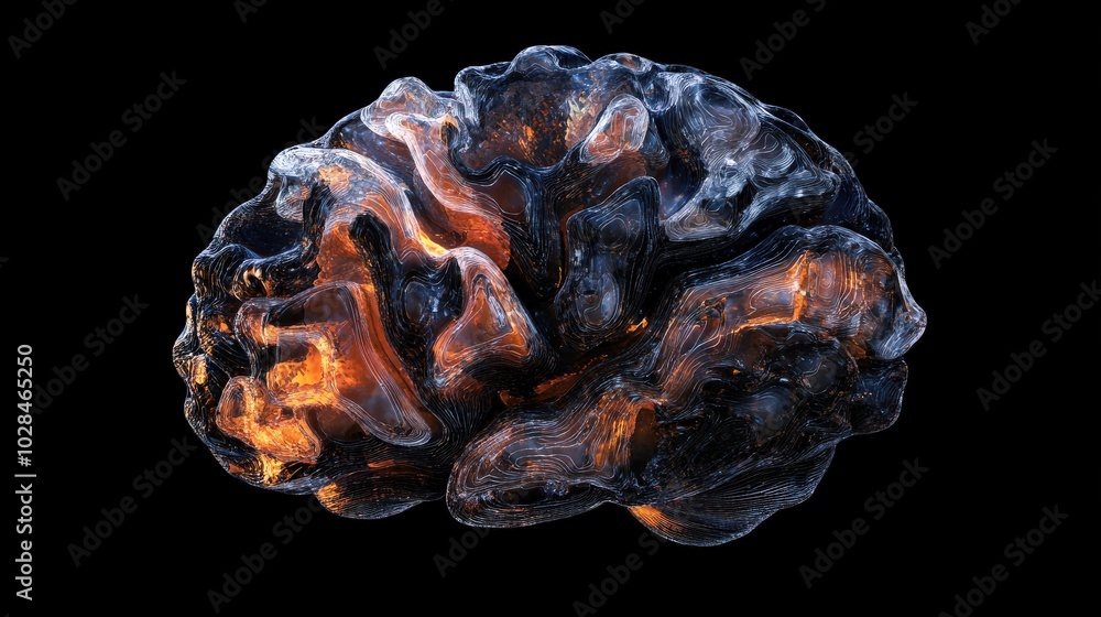 Brain Activity. Three-Dimensional Abstract Connections in Human Cortex Illustration Brain Activity. Three-Dimensional Abstract Connections in Human Cortex Illustration