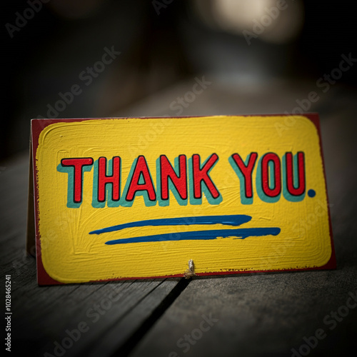 A vibrant "Thank You" sign,...