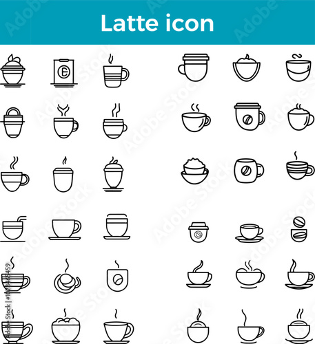 Latte icon vector creamy coffee beverage drink milk froth healthy food morning ritual illustration