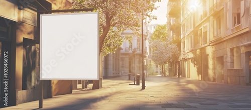 Blank Signboard in a European City
