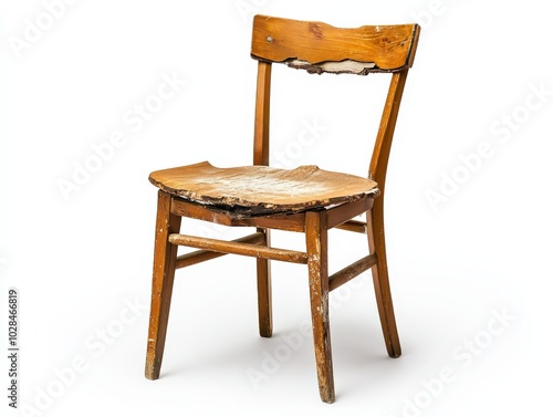 Wallpaper Mural Broken Chair. Isolated Chair with Wooden Leg on White Background Torontodigital.ca