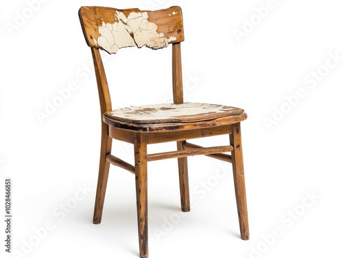 Broken Chair. Isolated Furniture Concept with Wooden Chair Leg