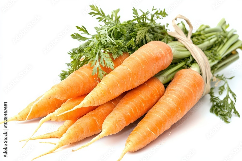 Bunch Of Carrots. Harvest of Organic Carrots on White Background with Copy Space Bunch Of Carrots. Harvest of Organic Carrots on White Background with Copy Space