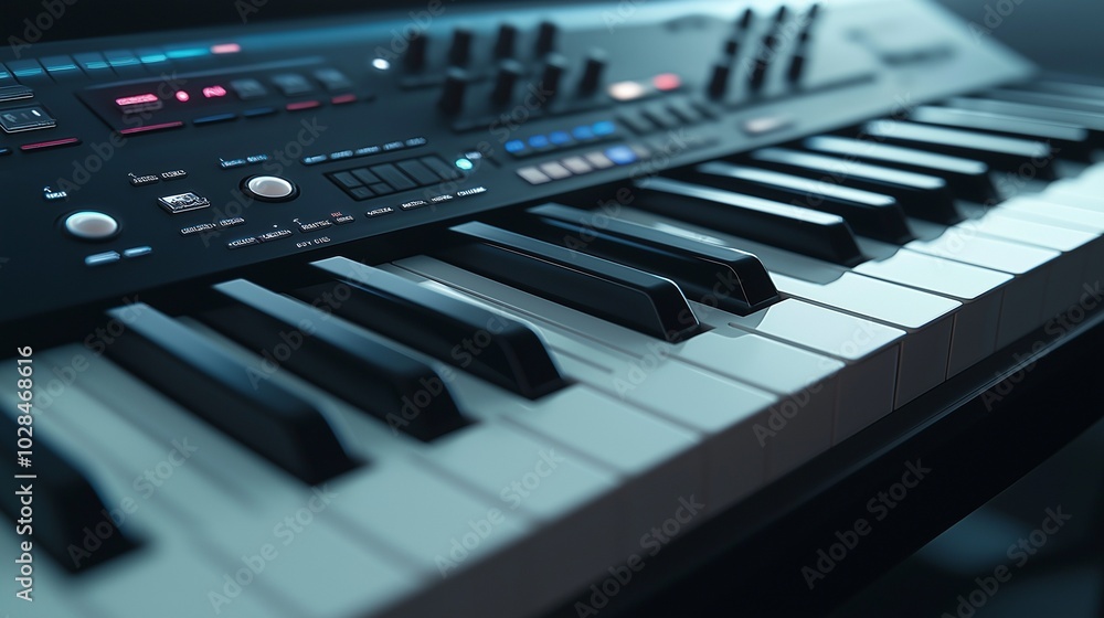synthesizer with a futuristic design and a wide range of electronic sounds synthesizer with a futuristic design and a wide range of electronic sounds