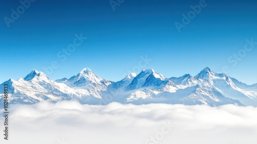 Wallpaper Mural Majestic Mountain Range Above the Clouds Torontodigital.ca