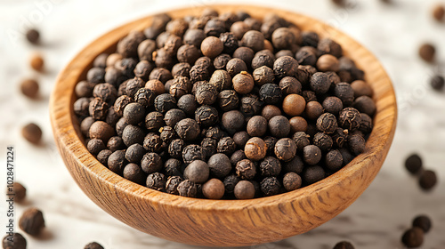 Peppercorns (Black Pepper): One of the most common spices, black pepper has a sharp, pungent, and mildly spicy flavor photo