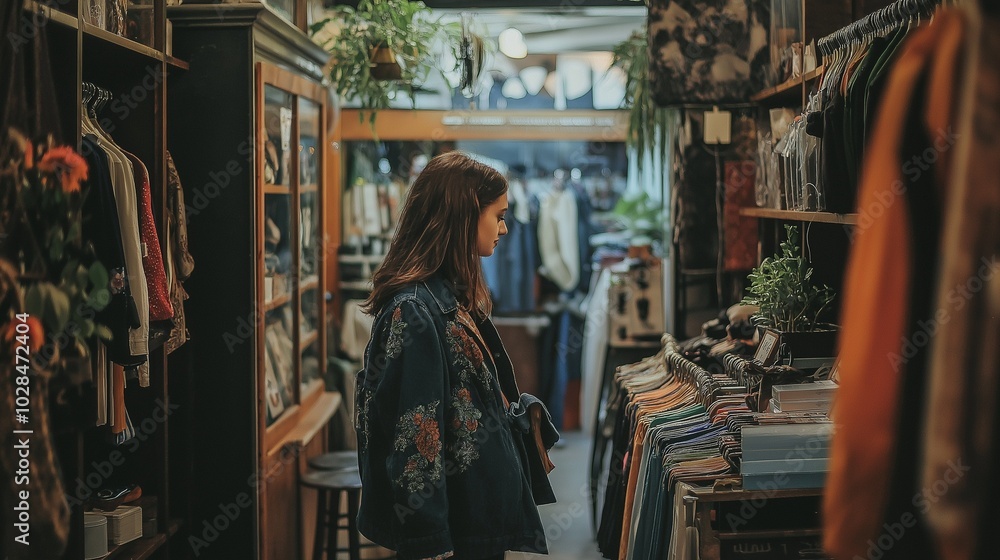 young woman shopping for clothes in a boutique young woman shopping for clothes in a boutique
