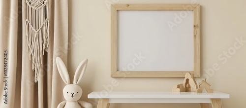 Wooden Frame Mockup in a Playful Nursery Setting