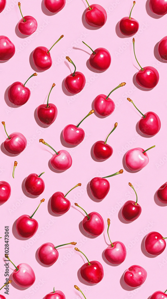 pinterest style hand painted watercolor illustration of cherries with varying orientations laid out in a grid on a flat surface, pinterest style hand painted watercolor illustration of cherries with varying orientations laid out in a grid on a flat surface,