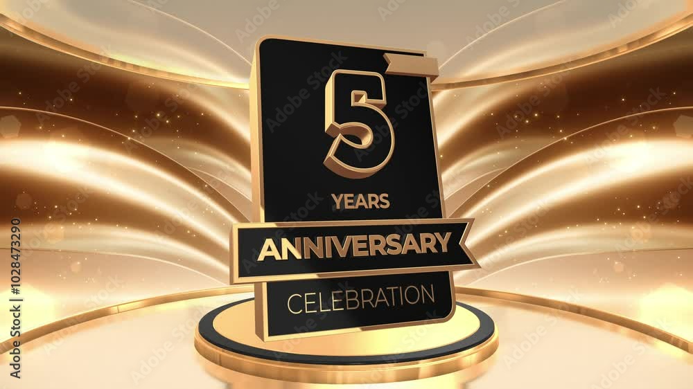 5 years, 5th anniversary logo loop, looped video background, backdrop ...