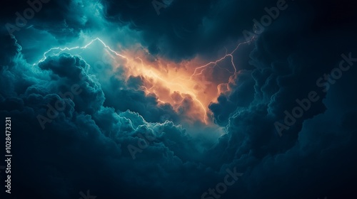 Wallpaper Mural background with dark, moody colors and intense lightning, capturing the intensity of a thunderstorm Torontodigital.ca