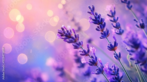 Aromatic fresh lavender buds and essential oil drops photo