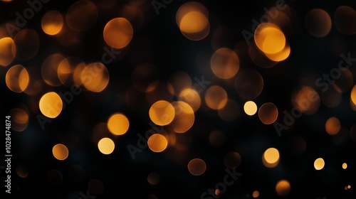 Blurred golden bokeh on black background
