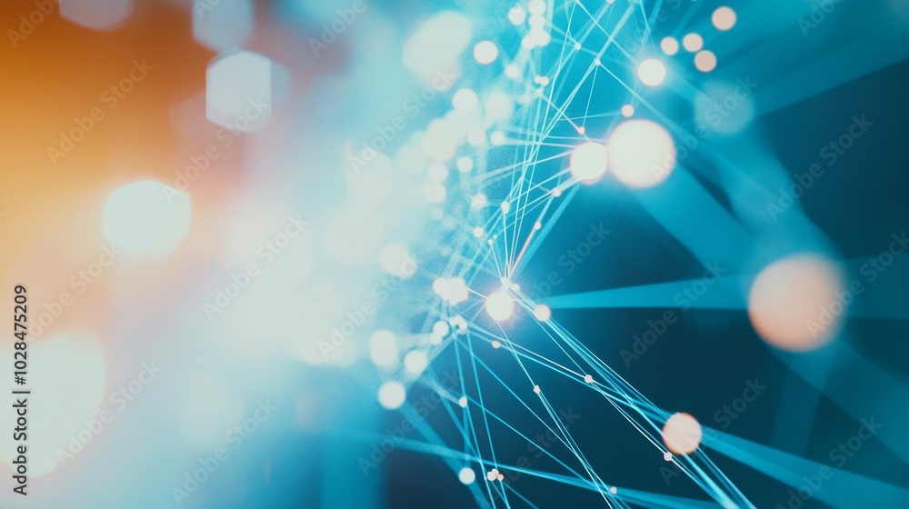 Abstract digital network connections with glowing dots and lines, representing technology and innovation in a modern design. Abstract digital network connections with glowing dots and lines, representing technology and innovation in a modern design.