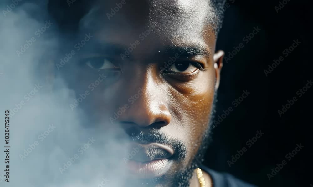 Tanzanian Man Running Through Smoke in Slow Motion Tanzanian Man Running Through Smoke in Slow Motion