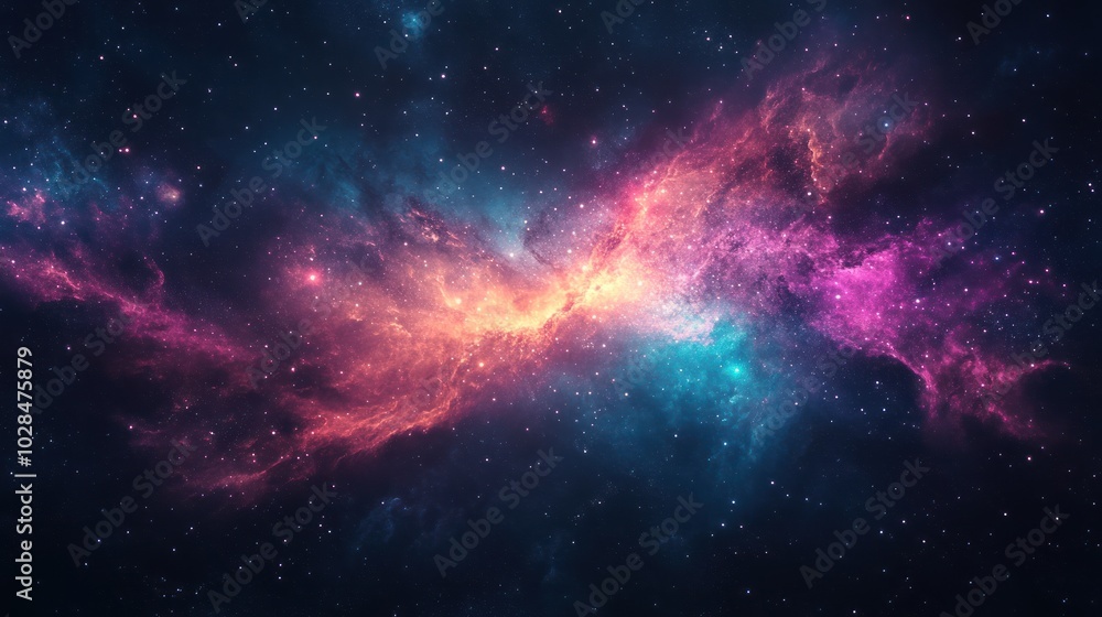 Cosmic Nebula with Pink and Blue Hues and Scattered Stars Cosmic Nebula with Pink and Blue Hues and Scattered Stars