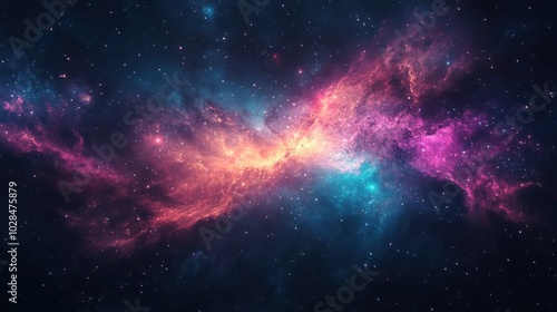 Cosmic Nebula with Pink and Blue Hues and Scattered Stars