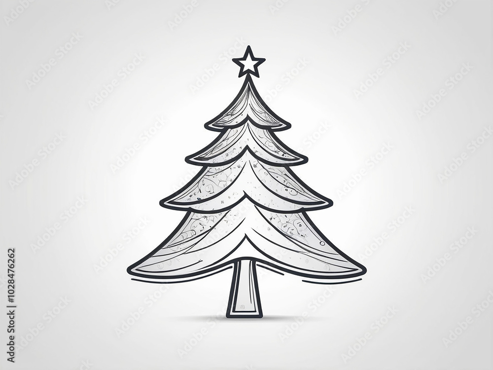 Obraz premium abstract a Christmas tree line with star. Christmas design element illustration