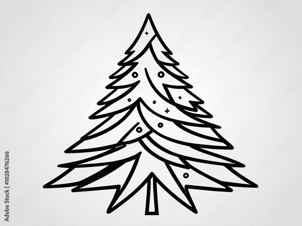 Obraz premium abstract a Christmas tree line icon with star. Christmas design element illustration