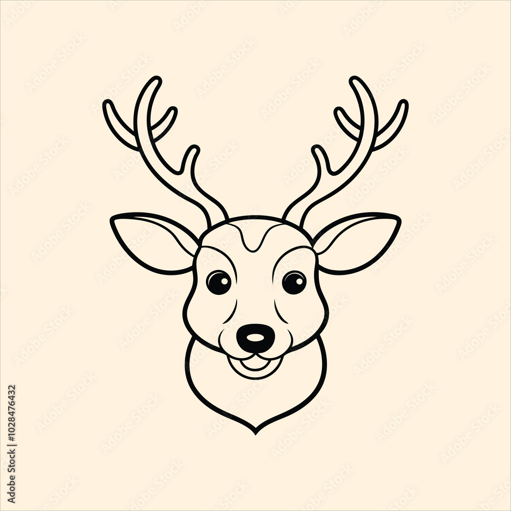 Fototapeta premium Reindeer vector illustration face icon line art
