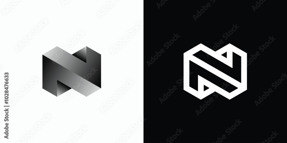 Initial letter N vector logo design with three-dimensional effect in modern, simple, clean and abstract style. Icon for business, technology and personal branding. Initial letter N vector logo design with three-dimensional effect in modern, simple, clean and abstract style. Icon for business, technology and personal branding.