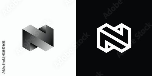 Initial letter N vector logo design with three-dimensional effect in modern, simple, clean and abstract style. Icon for business, technology and personal branding.