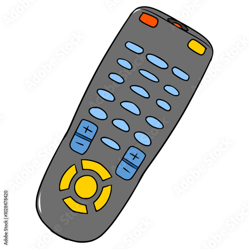 TV remote illustration hand drawn isolated vector
