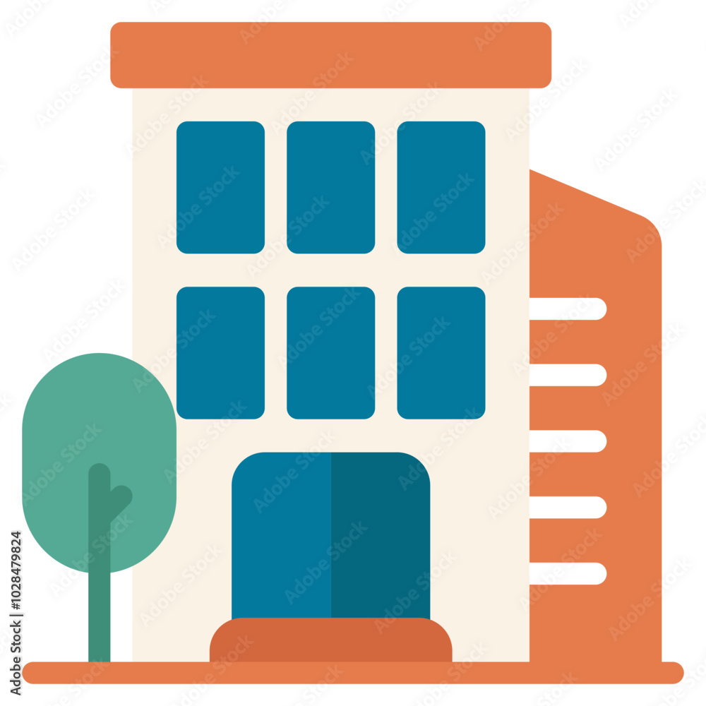 Modern Office Building with Tree in Front Modern Office Building with Tree in Front