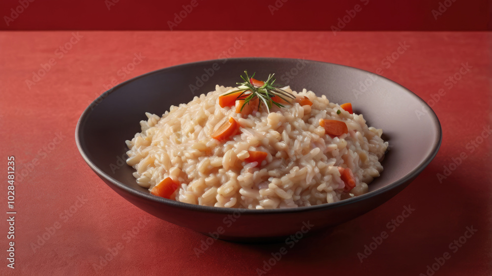 Creamy Risotto rice dish with blank space for modern Italian food presentation Creamy Risotto rice dish with blank space for modern Italian food presentation