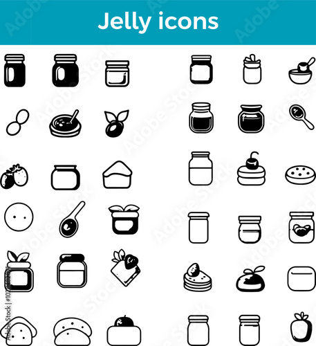 Jelly icons vector fruity spread sweet condiment delicious illustration