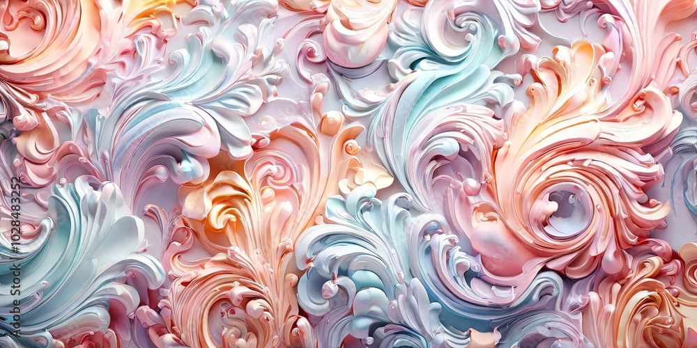 A colorful and intricate design with a pink and blue swirl A colorful and intricate design with a pink and blue swirl