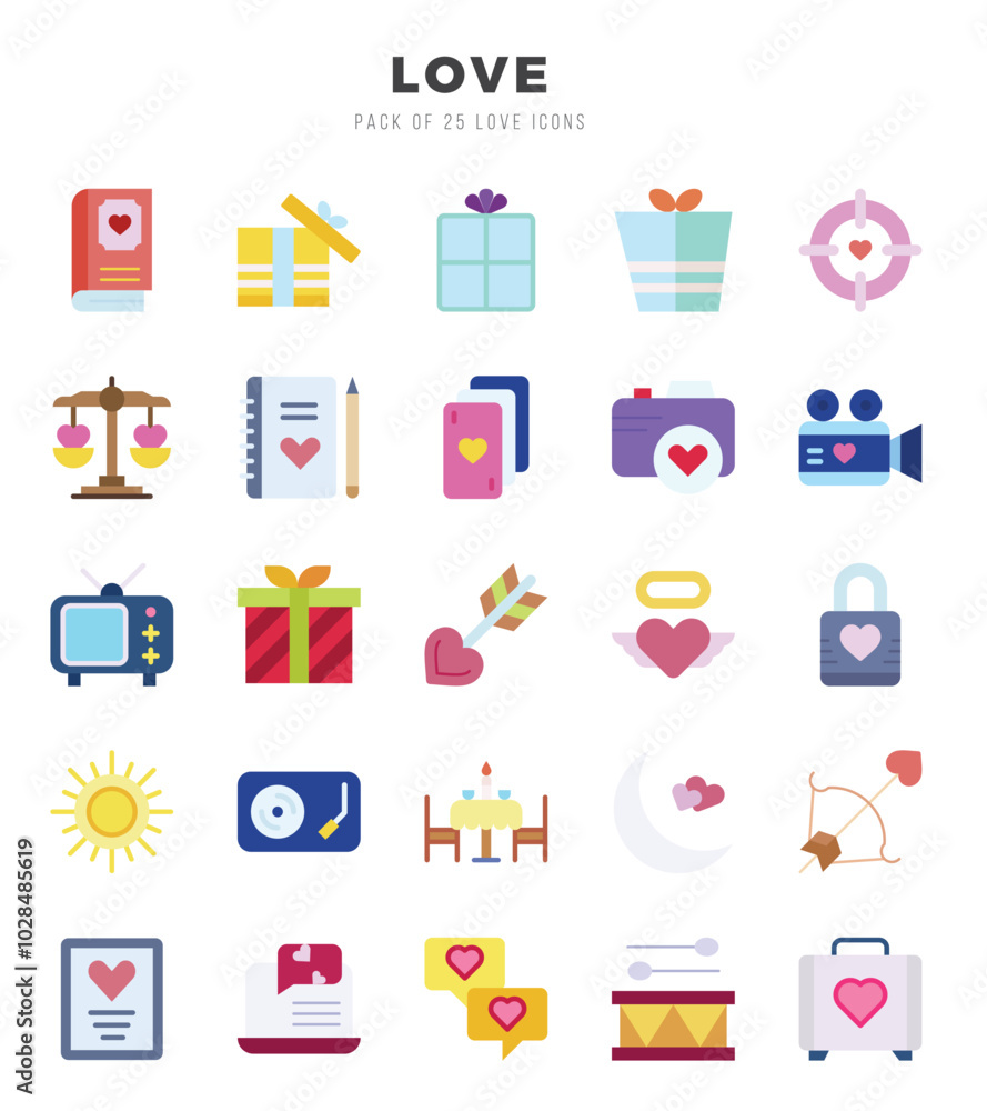 Love Flat icons collection. Flat icons pack. Vector illustration Love Flat icons collection. Flat icons pack. Vector illustration