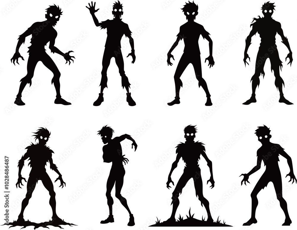 Obraz premium Silhouette of zombie halloween collection