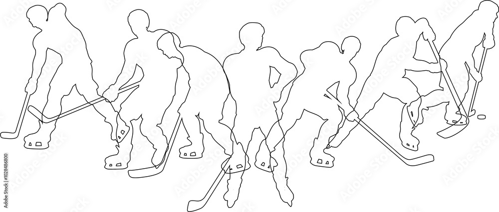 Fototapeta premium Ice Hockey Silhouette People Player Silhouettes