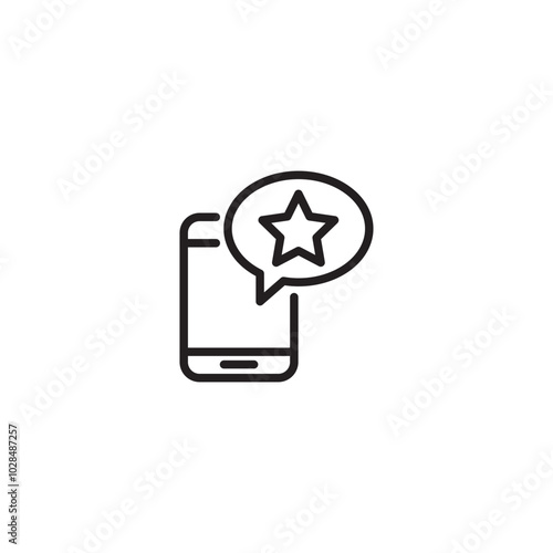 Mobile Review on icon. Leaving a review or rating on a mobile app. Editable icon.