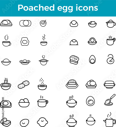 Poached Egg icons vector delicate breakfast dish healthy meal illustration