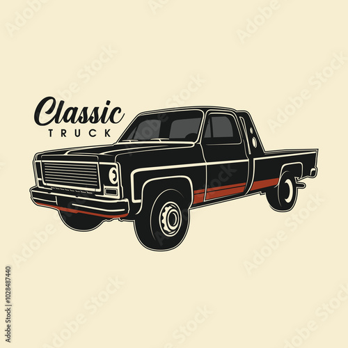 vintage car vector illustration of a vintage truck classic truck logo design