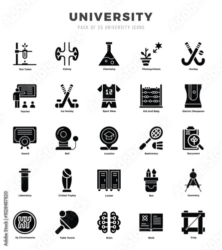 University Icon Pack 25 Vector Symbols for Web Design.