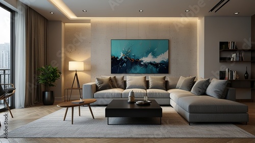 3d render room interior, modern, minimalist