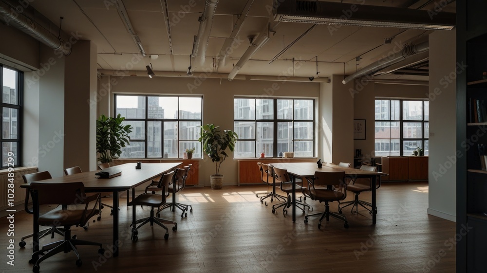 Empty coworking space in the office Empty coworking space in the office