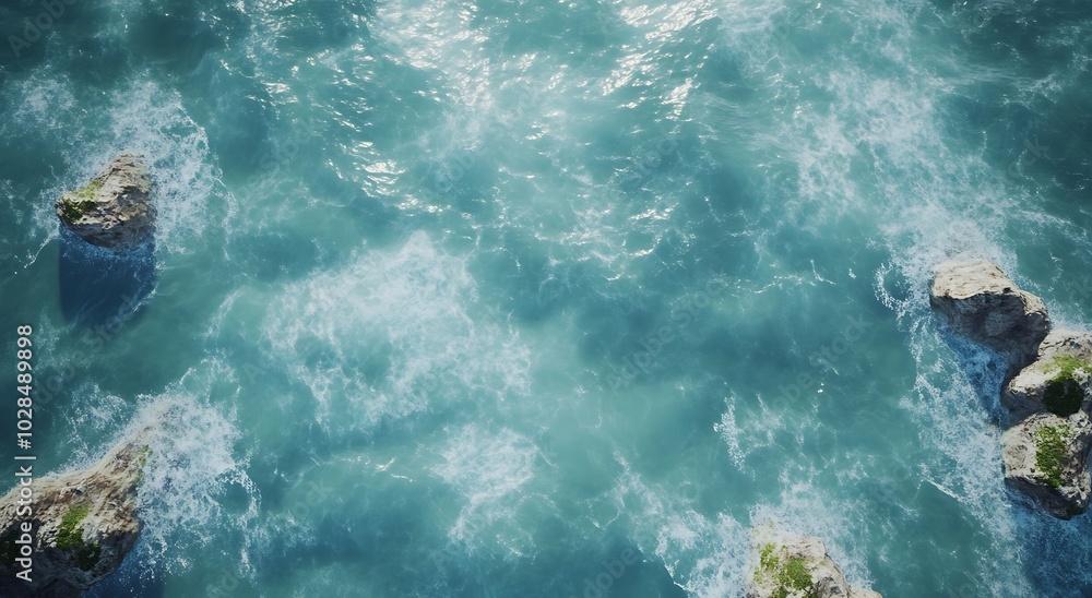 Obraz premium Top view of ocean waves, abstract, textured background