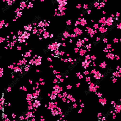 Delicate pink blossoms on a black background.