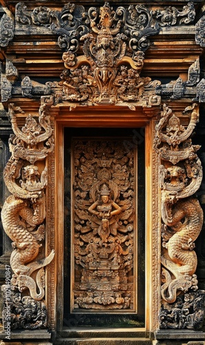 Wallpaper Mural Intricate stone carvings adorn ancient temple doorway. Torontodigital.ca